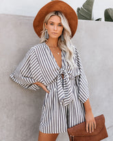 PREORDER - Wind In My Sails Cotton Pocketed Tie Romper