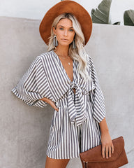 PREORDER - Wind In My Sails Cotton Pocketed Tie Romper