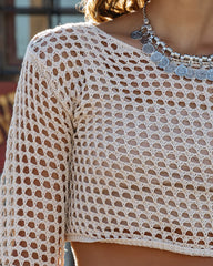 Pacifico Sheer Crochet Crop Top - Natural