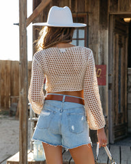 Pacifico Sheer Crochet Crop Top - Natural