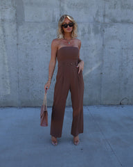 Paige Strapless Pocketed Jumpsuit - Chocolate