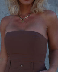 Paige Strapless Pocketed Jumpsuit - Chocolate