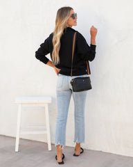 Paigely Cotton Half Zip Pullover - Black