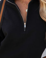Paigely Cotton Half Zip Pullover - Black