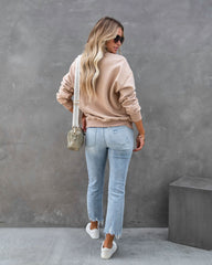 Paigely Cotton Half Zip Pullover - Tan
