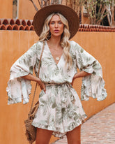 Palm Tree Escapades Kimono Romper