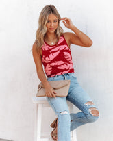 Palmetto Crop Knit Tank - Rust