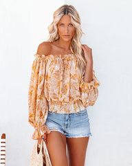 Papaya Printed Off The Shoulder Blouse