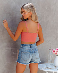 Parka Ribbed Knit Crop Top - Clay