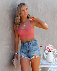 Parka Ribbed Knit Crop Top - Clay