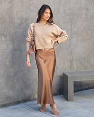 Parker Satin Midi Skirt - Caramel