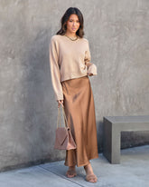Parker Satin Midi Skirt - Caramel