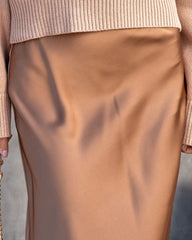 Parker Satin Midi Skirt - Caramel