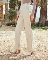 Parkhaven Pocketed High Rise Faux Leather Pants - Cream