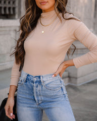 Past Or Present Turtleneck Knit Top - Beige