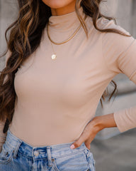 Past Or Present Turtleneck Knit Top - Beige