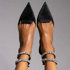 Patent Leather Pointed Toe Adjustable Ankle Strap Flats