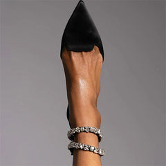 Patent Leather Pointed Toe Adjustable Ankle Strap Flats