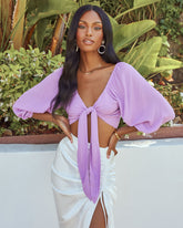 Pattaya Tie Front Crop Top - Orchid