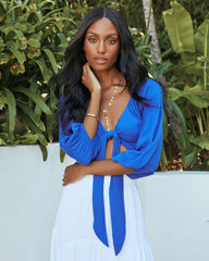 Pattaya Tie Front Crop Top - Royal Blue