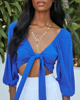 Pattaya Tie Front Crop Top - Royal Blue