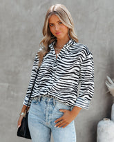 Patton Zebra Print Button Down Blouse
