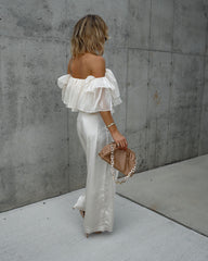 Paula Satin High Waisted Front Tie Pants - Champagne