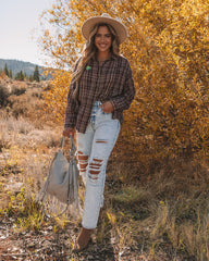 Pauline Cotton Plaid Button Down Top