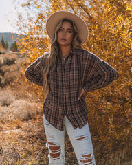 Pauline Cotton Plaid Button Down Top