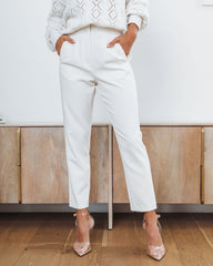 Paz Pocketed High Waisted Straight Leg Pants - White