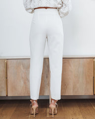 Paz Pocketed High Waisted Straight Leg Pants - White