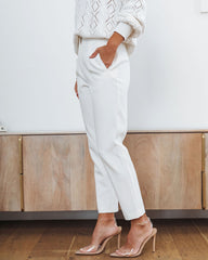 Paz Pocketed High Waisted Straight Leg Pants - White