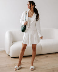 Peace Of Mind Pleated Embossed Mini Skirt - White - SALE