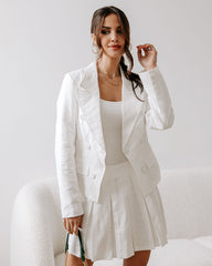 Peace Of Mind Pleated Embossed Mini Skirt - White - SALE