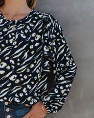 Peacock Printed Ruffle Blouse