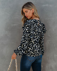 Peacock Printed Ruffle Blouse