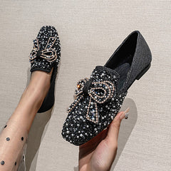 Pearl Bownot Soft Slip-On Flats