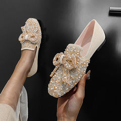 Pearl Bownot Soft Slip-On Flats