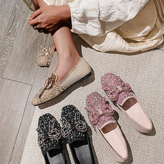 Pearl Bownot Soft Slip-On Flats