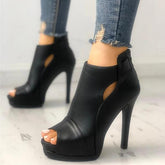 Peep Toe Cutout Thin Heels Sandals
