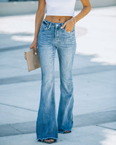 Penelope High Rise Stretch Frayed Hem Flared Jeans - SALE