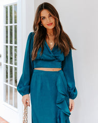 Penthouse Satin Crop Drape Blouse