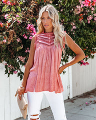 Phara Sleeveless Crochet Lace Top - Cherry