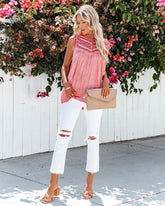 Phara Sleeveless Crochet Lace Top - Cherry