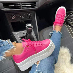 Platform Artificial Pu Lace-Up Casual Shoes