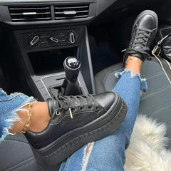 Platform Artificial Pu Lace-Up Casual Shoes