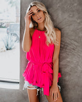 Pleats To Meet You Tie Top - Pink