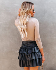 Plunge Long Sleeve Padded Bodysuit - Mocha