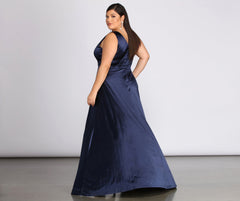 Plus Charlene Formal Satin Lace Dress