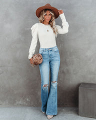 Poetry In The Air Puff Sleeve Knit Sweater - Ivory